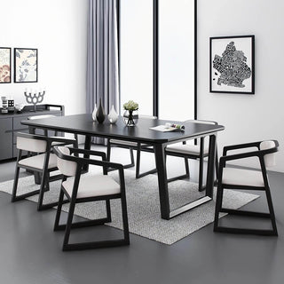 black solid wood dining table set 6 chairs