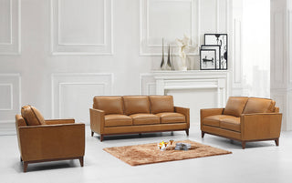 brown 3 seater sofa set full aniline leather solid wood