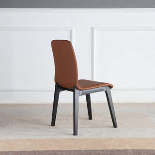 brown dining chair black wooden leg back view