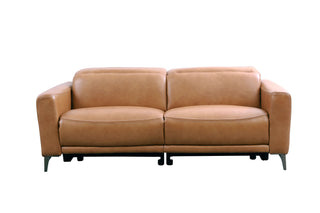 brown electric recliner sofa with motorised headrest