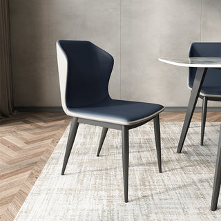 dark blue dining chair with steel leg