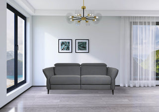 dark grey fabric stationary 3 seater