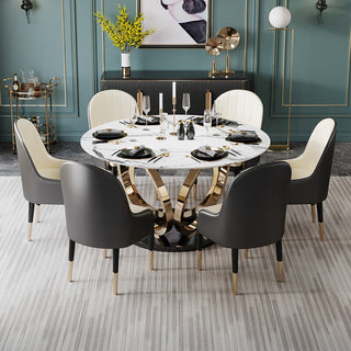 elegant black cream dining chairs marble table