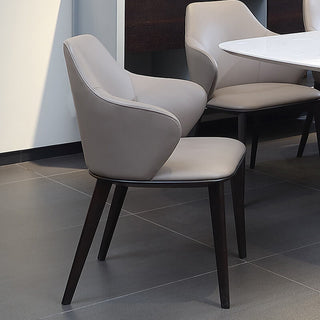 grey beige dual tone dining chair side view