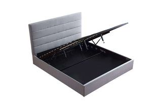 grey fabric storage bedframe jayden