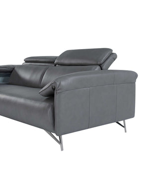 grey leather sofa with high metal leg