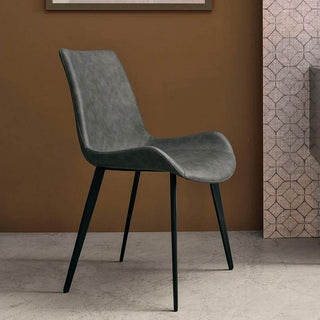 grey scoop dining chair with metal feet