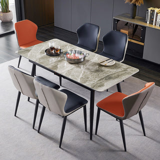 grey sintered stone extendable dining table carbon steel leg