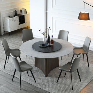 grey sintered stone round table chairs full set
