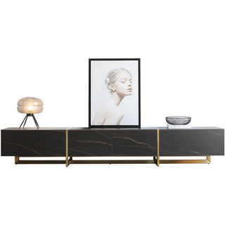 long black sintered stone tv table console