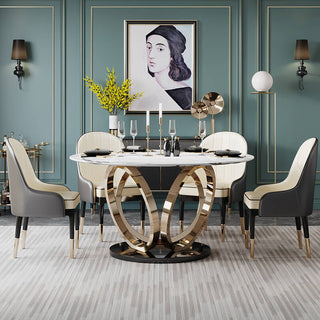 luxury modern dining chairs round marble dining table