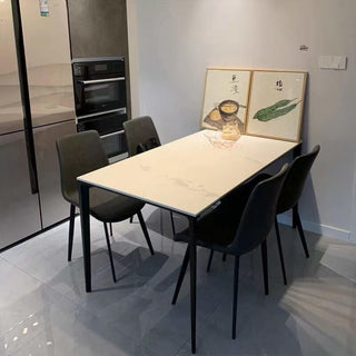 luxury rectangle sintered stone dining table aluminium frame