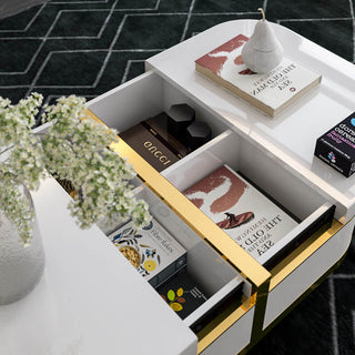 marble coffee table storage drawer space