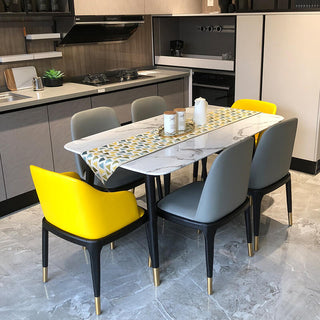 marble dining table with gold tip legs