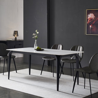 modern marble table white black air leather dining chairs