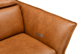 plush brown leather electric recliner sofa with usb