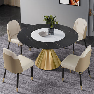 round sintered stone dining table lazy susan