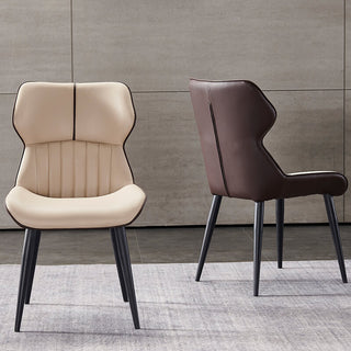 scoop bottom two tone pleated pvc leather dining chair