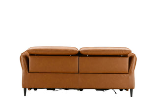 sleek brown leather recliner sofa with usb charger