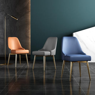 soft luxurious pu leather dining chair gold stainless steel leg