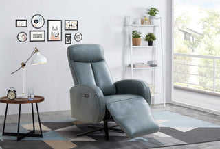 stanley grey leather electric recliner armchair