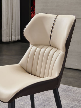stitching detail leather modern dining chair