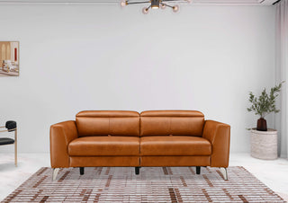 tammy leather sofa with sliding feature brown