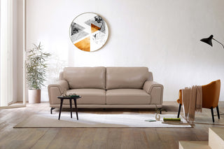 toby 3 seater top grain leather sofa light brown