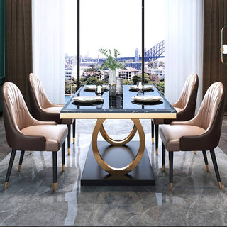 two tone luxury dining table marble