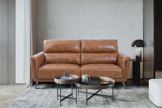 vicky 3 seater leather sofa brown