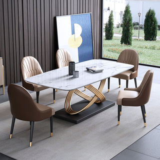 white sintered dining table full chair set