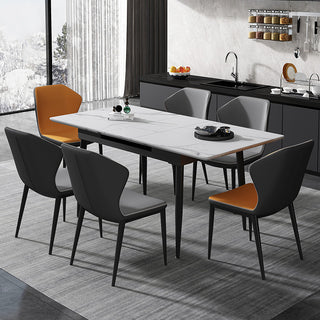 white sintered stone dining extending table