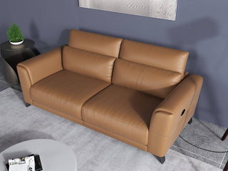 2 seater recliner sofa leather brown becky