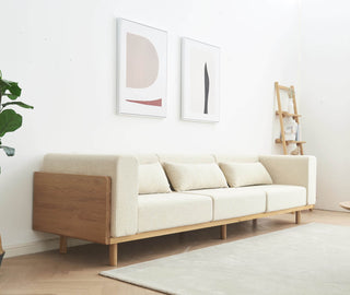 3 seater luxe sofa oak wood