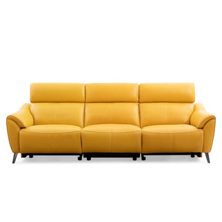 4 seater leather recliner sofa roslyn yellow colour