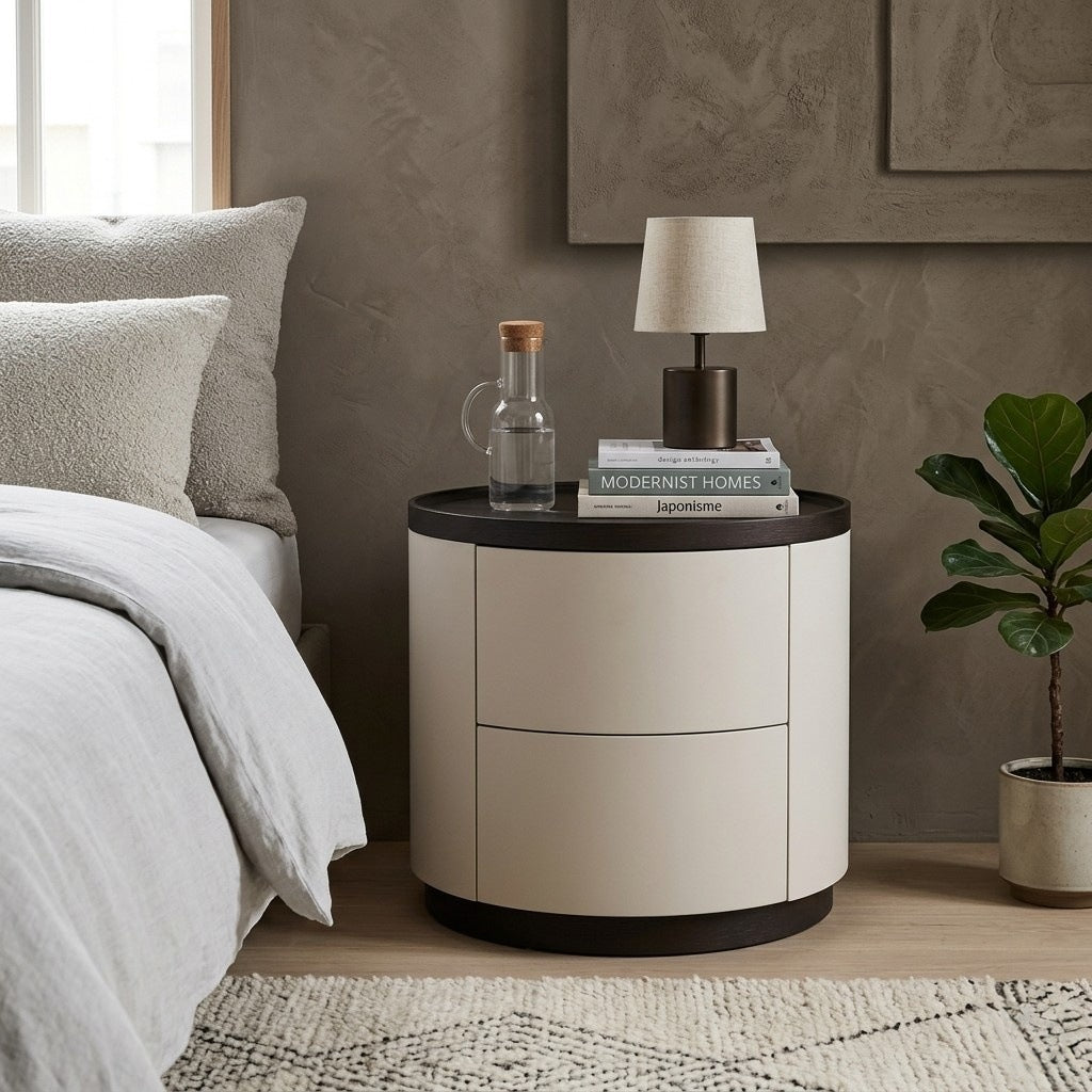 Nicholas Round Bedside Table With Drawer - Singapore | COMFY