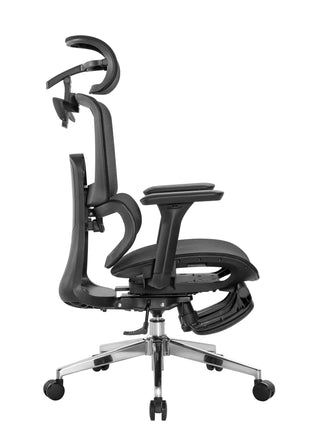 Black office chair with adjustable features on a white background