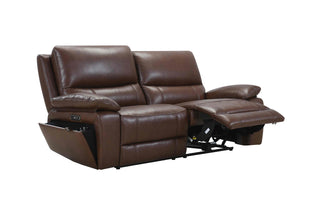 Brown leather recliner sofa on a white background