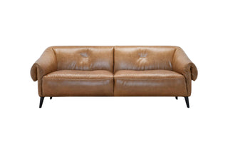 Brown leather sofa on a white background