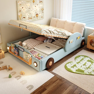 Children's bed with storage compartments in a room setting