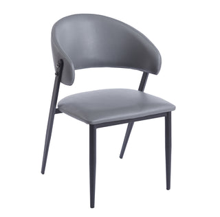 Gray chair with black legs on a white background
