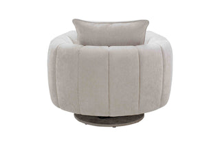 Gray swivel chair with a cushion on a white background