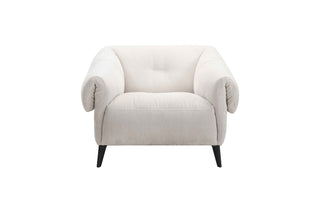 White armchair with black legs on a white background