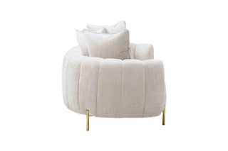 White armchair with gold legs on a white background