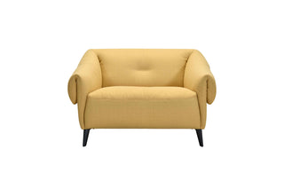 Yellow armchair on a white background