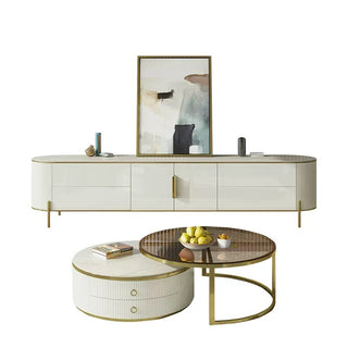 abigail rounded tv console coffee table set