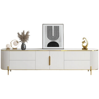 abigail rounded tv console white gold