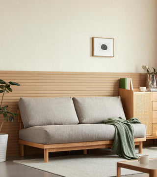 anzio armless sofa solid oak