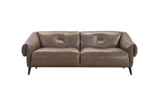 Brown full leather sofa on a white background