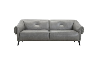 Gray full leather sofa on a white background